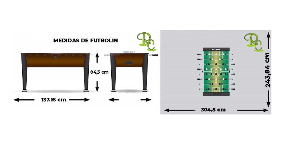 dimensiones de futbolín infantil y adultos
