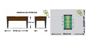 dimensiones de futbolín infantil y adultos